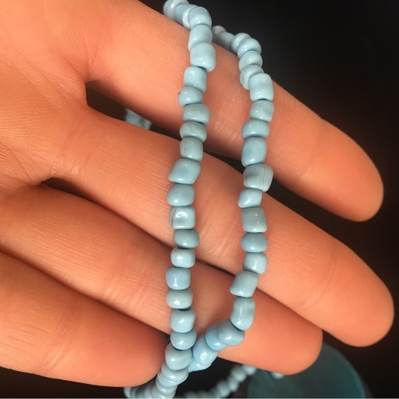 Blue and Teal Double Circle Pendant Necklace - Picture 5 of 8